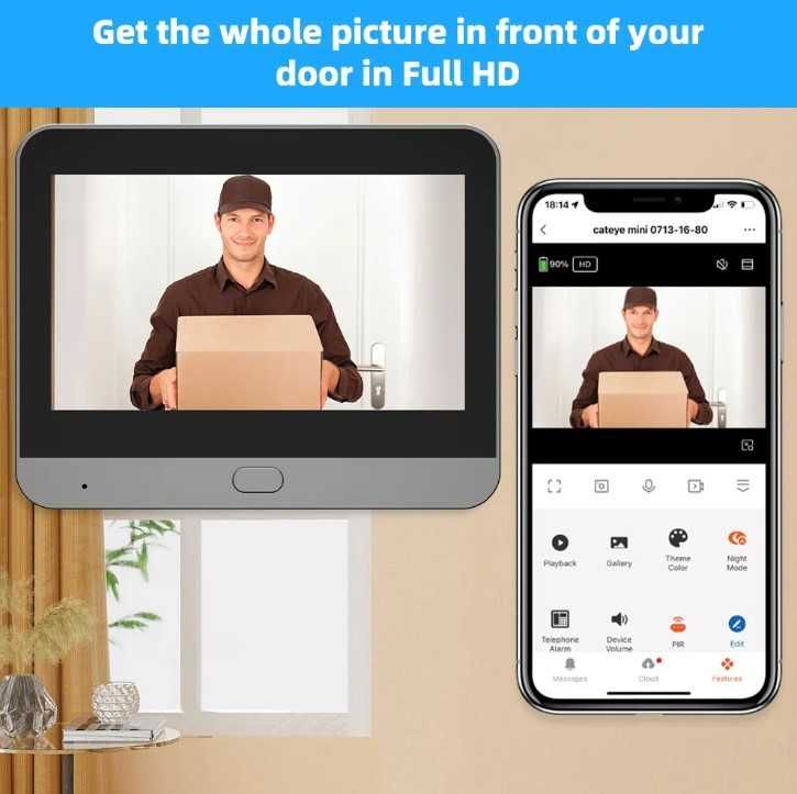Visor de Porta - Câmara Inteligente WiFi (campainha / olho mágico)