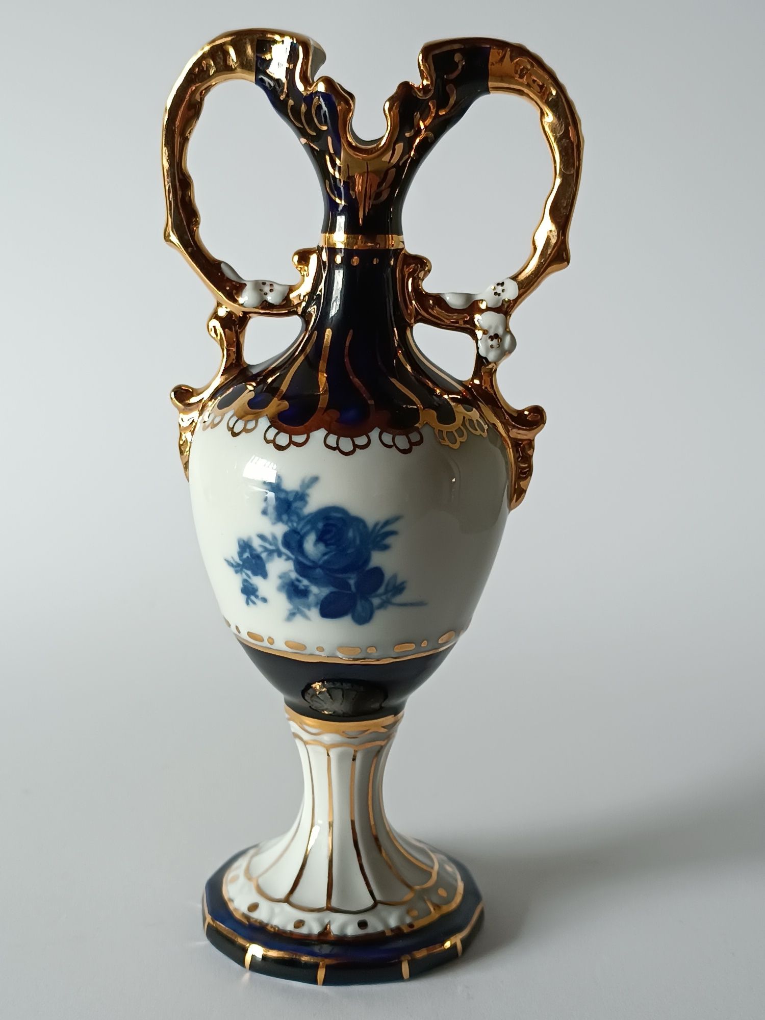 Royal Dux porcelana. Wazon amfora kobaltowa
