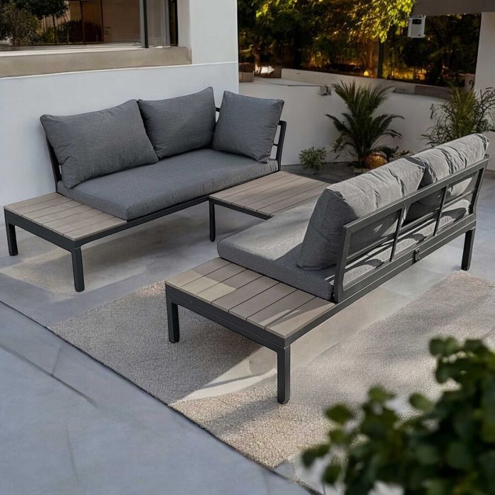 Meble ogrodowe NAROŻNIK /komplet WYPOCZYNKOWY /STAL i DESKA / 2 kolory