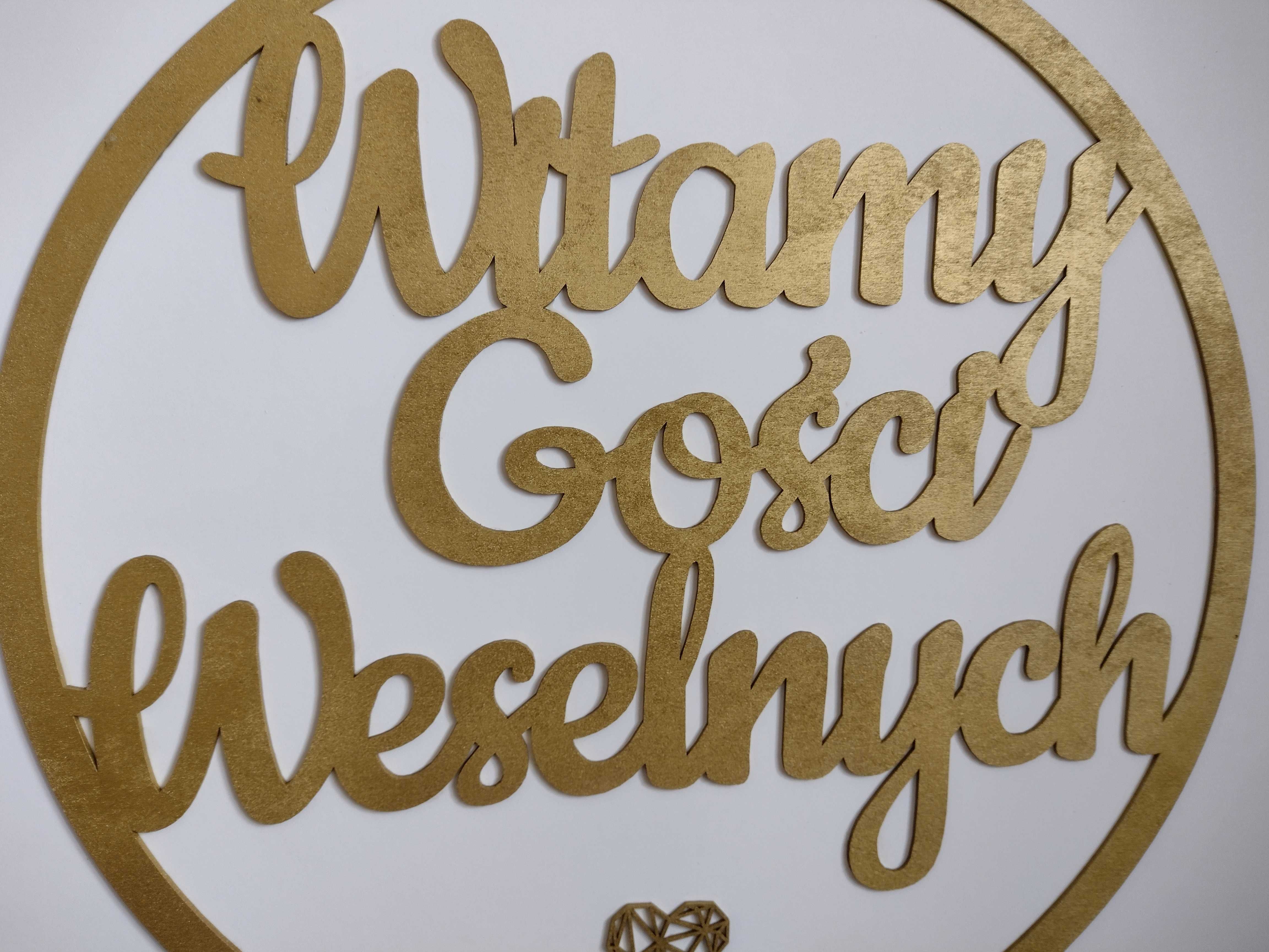 Napis ślubny Witamy Gości Weselnych