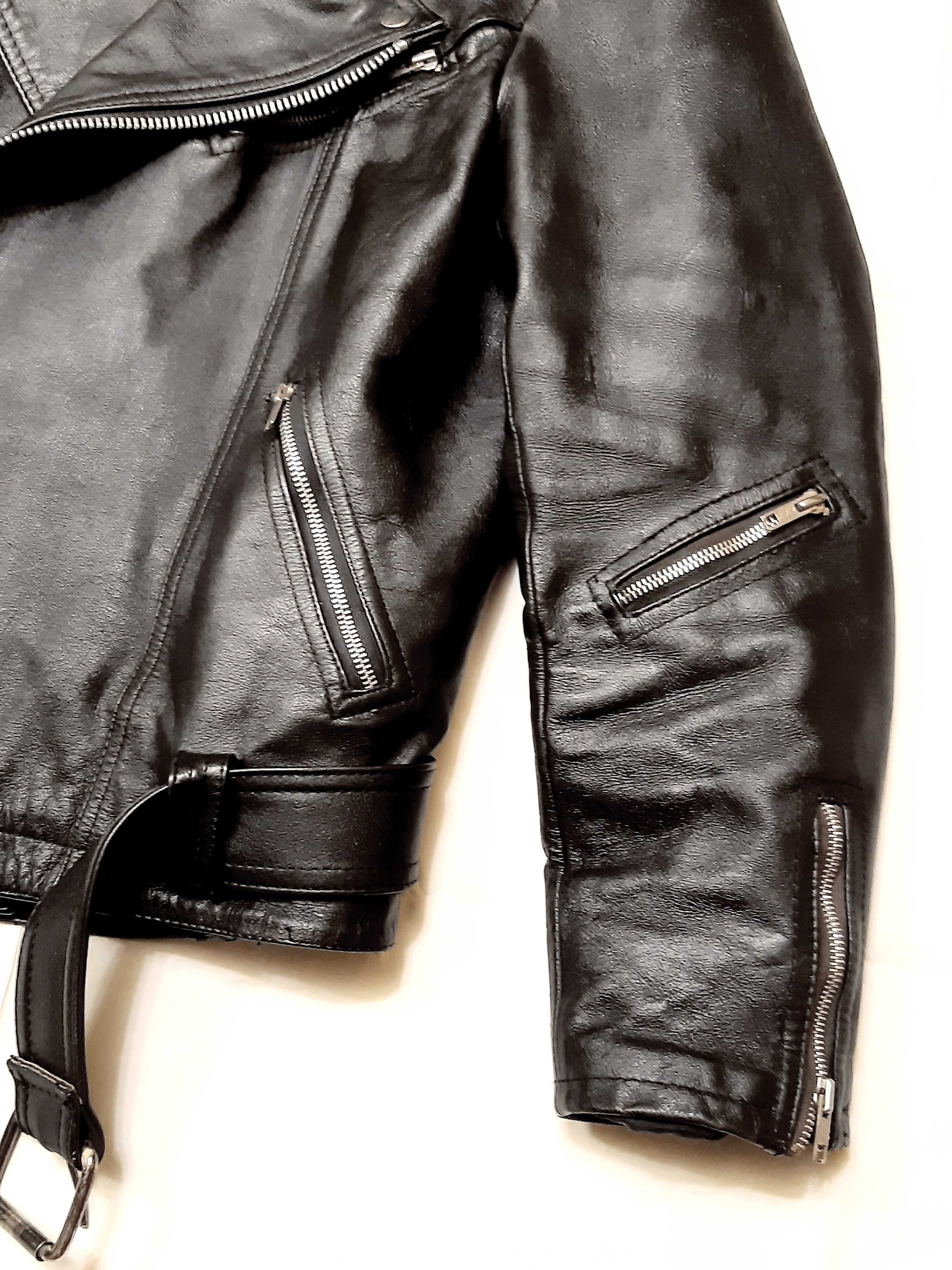 M-L Оригинал косуха мужская, кожа, черная куртка байк, утепленная