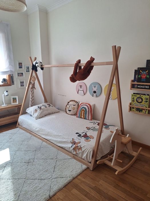 Cama Tipi de Madeira 90x200 - Como nova