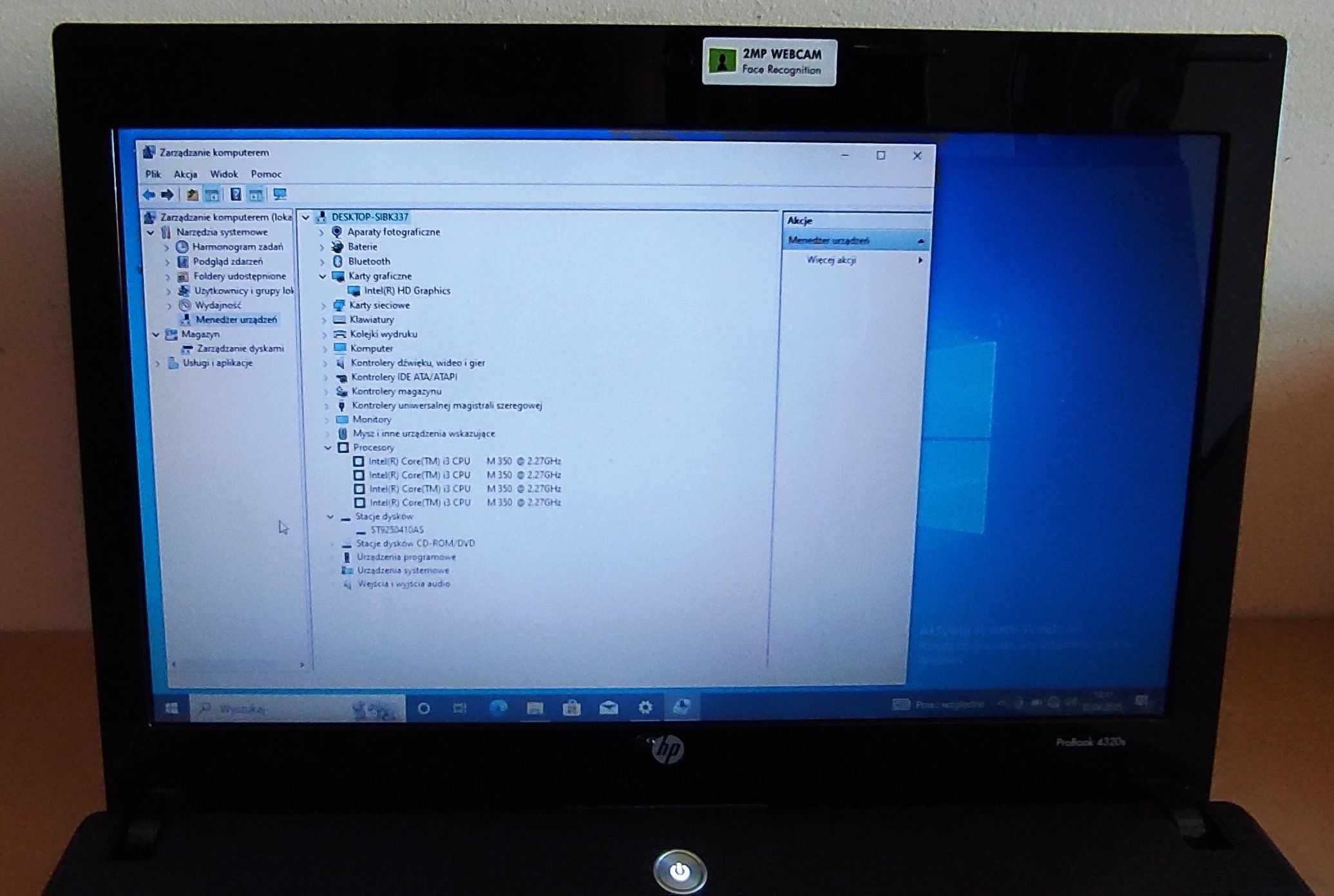 Laptop HP Probook 4320s i3-M350m 2,27GHz RAM 2gb HDD 250GB