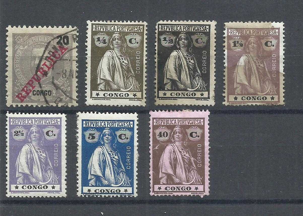 Selos ex-colónia portuguesa 25 selos Congo Usados e novos c/ charneira