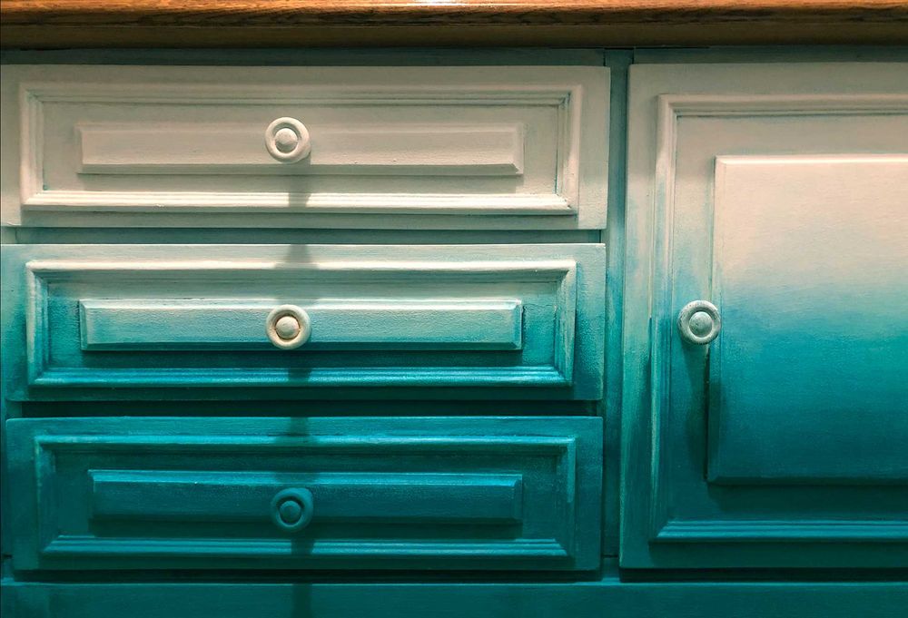 Komoda, szafka, konsola ręcznie malowana, renowacja, ombre