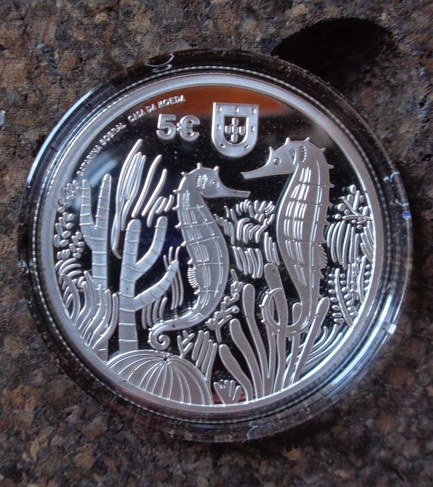 5 Euros Prata Proof Colorida *Cavalo Marinho*