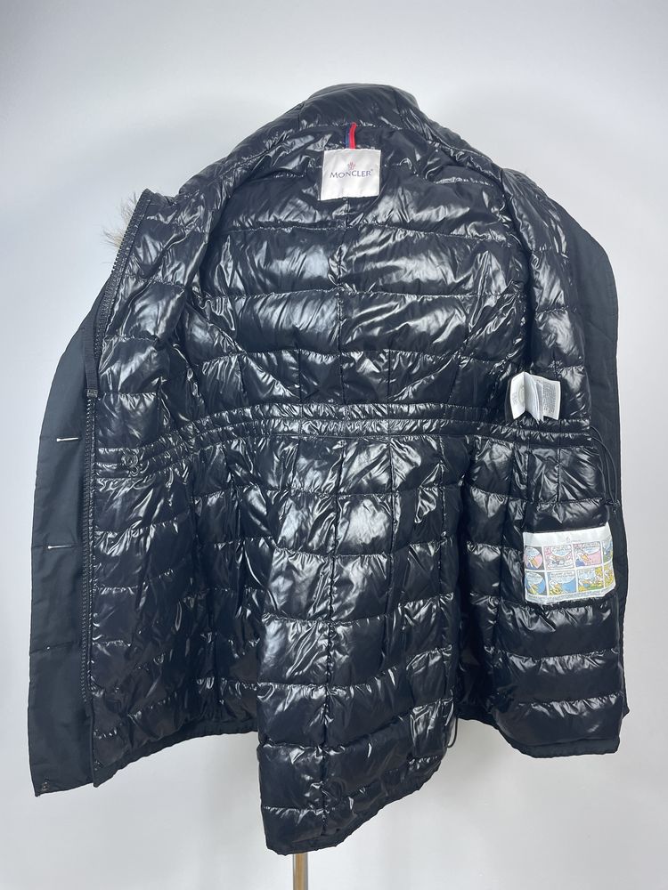 Kurtka Moncler damska Monticole płaszcz puchowy z futrem naturalnym XS