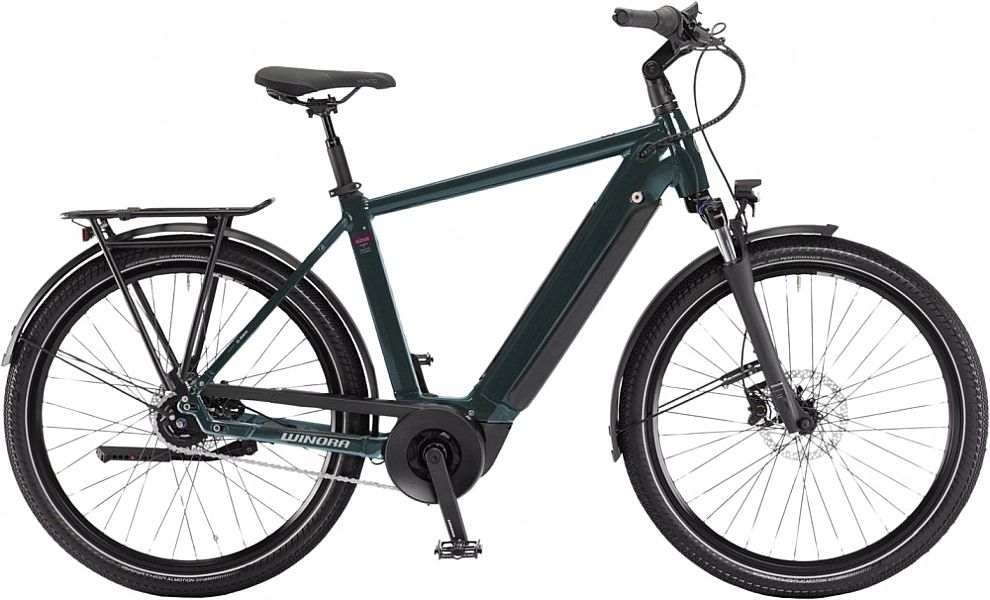 Rower elektryczny Winora Sinus N8 rama 56 cm aluminium zielony 250 W
