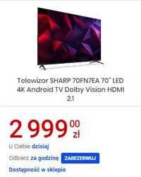 Telewizor SHARP 70FN7EA 70" LED 4K Android TV Dolby Vision HDMI 2.1