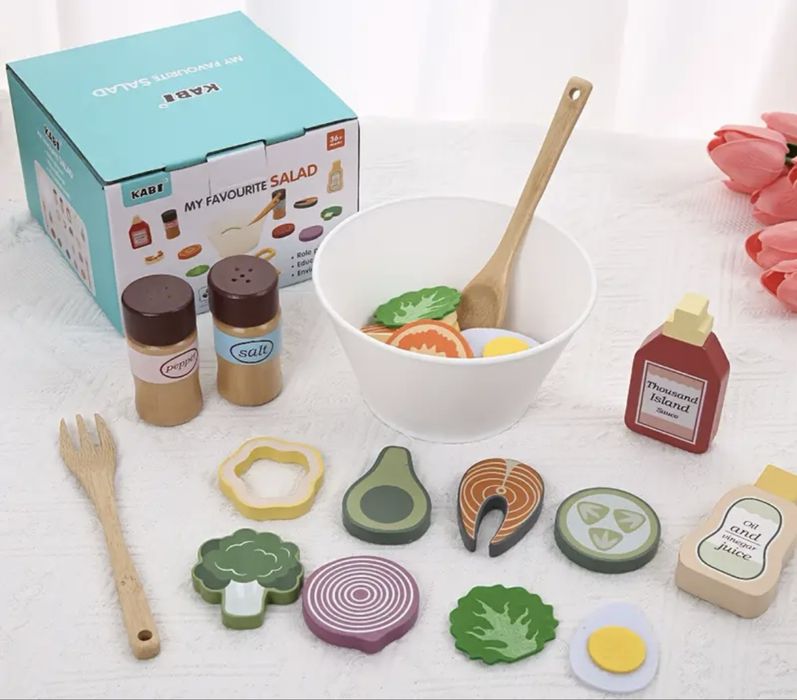 Дитячий дерев’яний набір “My Favourite Salad”/іграшкова кухня/посуд