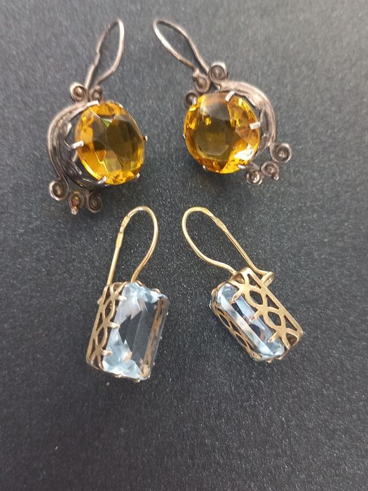 Серьги серебро 875проба звезда