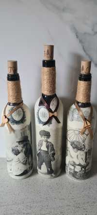 Butelki ozdobne na nalewki na prezent, ręcznie robione