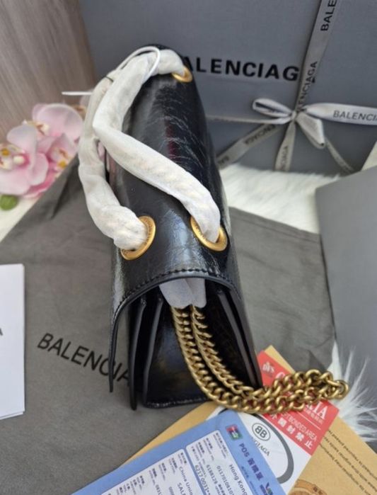 Сумка чорна 25 см шкіра