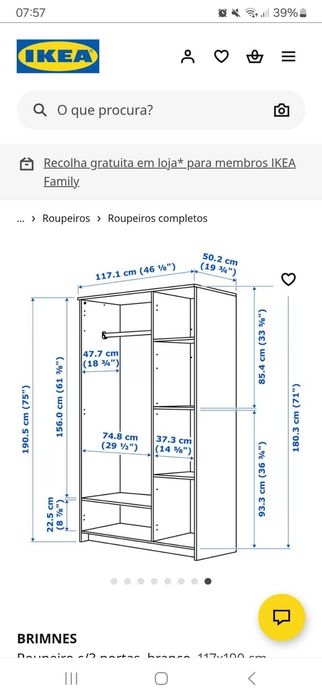 Roupeiro 3 portas IKEA