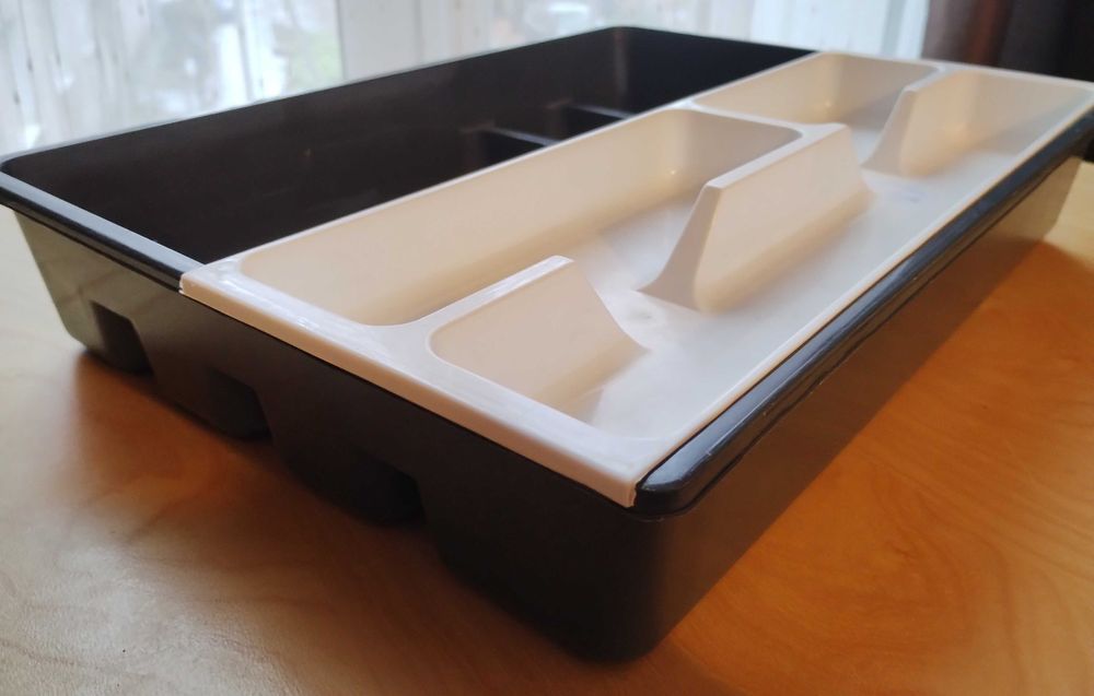 Nowy podwójny pojemnik wkład kuchenny na sztućce organizer do szuflady