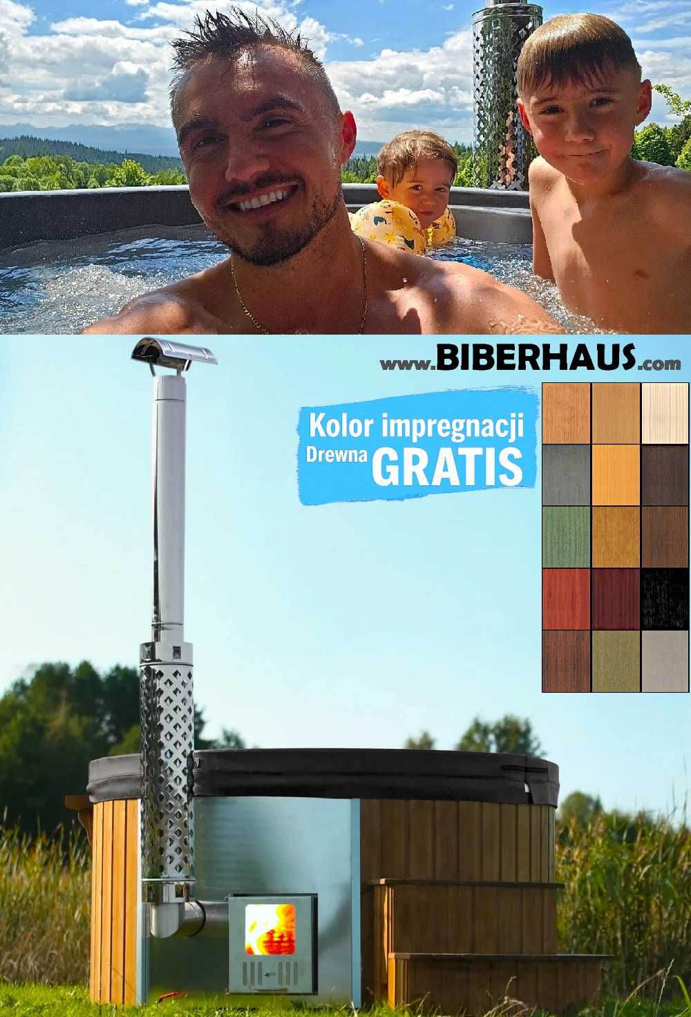 BALIA Ogrodowa Jacuzzi 200 cm PIEC WEWNĘTRZNY AKRYL -8 osobowe 18 DYSZ