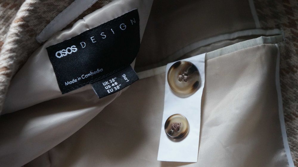 Garnitur Asos Rozmiar 48 Kolor Beżowy Krata