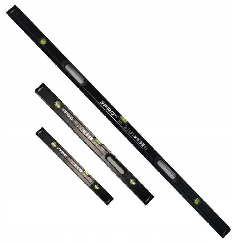 PRO Zestaw Poziomic Poziomnic PRO800 Czarne 60cm-80-120cm Super Mocne