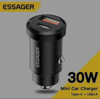 Авто USB зарядка в прикуриватель ESSAGER Quick Charqe 3.0, 30вт