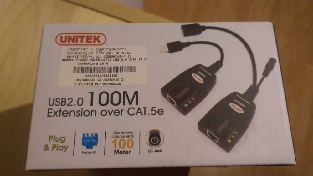 Przedłużacz USB UNITEK 2.0 100 metrów cat. 5e