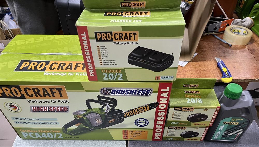 8 А/г Акумуляторна пила PROCRAFT PCA40/2/ 2Акб 8А/г/ ланцюг/шина35см