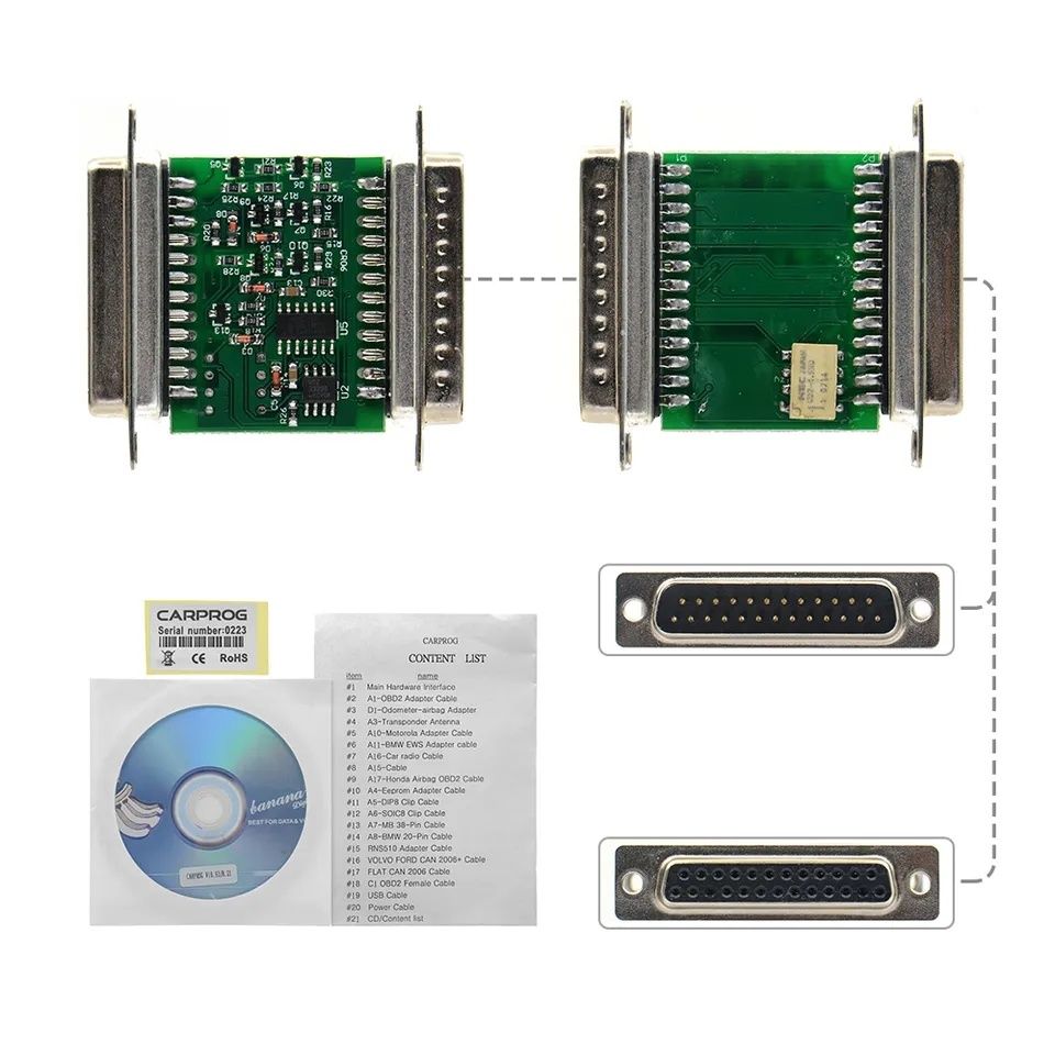 Carprog V8.21 full online 19 adapters програматор діагностика obd2