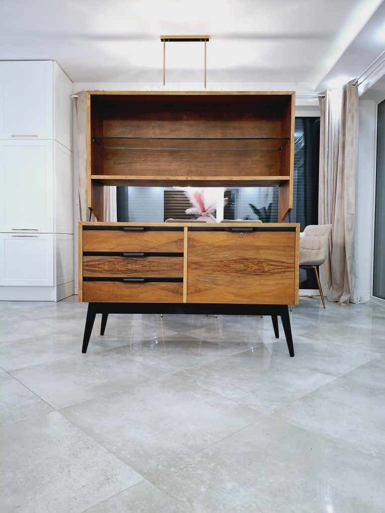 Komoda pomocnik z nadstawka Regał  Design PRL Bytomskie Fabryki Mebli