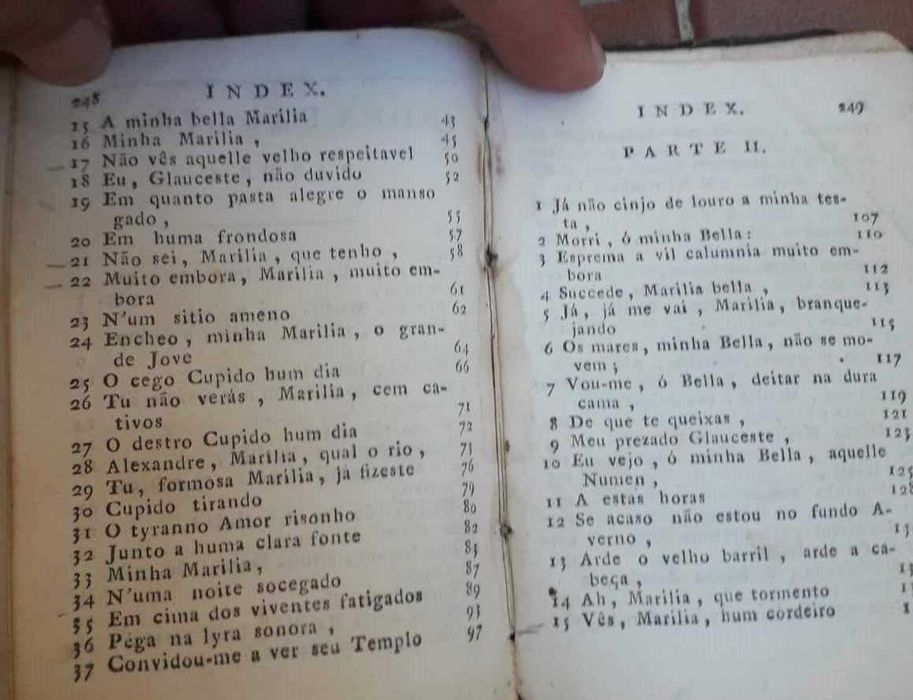 Livro "Marília de Dirceo" - Tomás António Gonzaga, Edição Séc. XIX