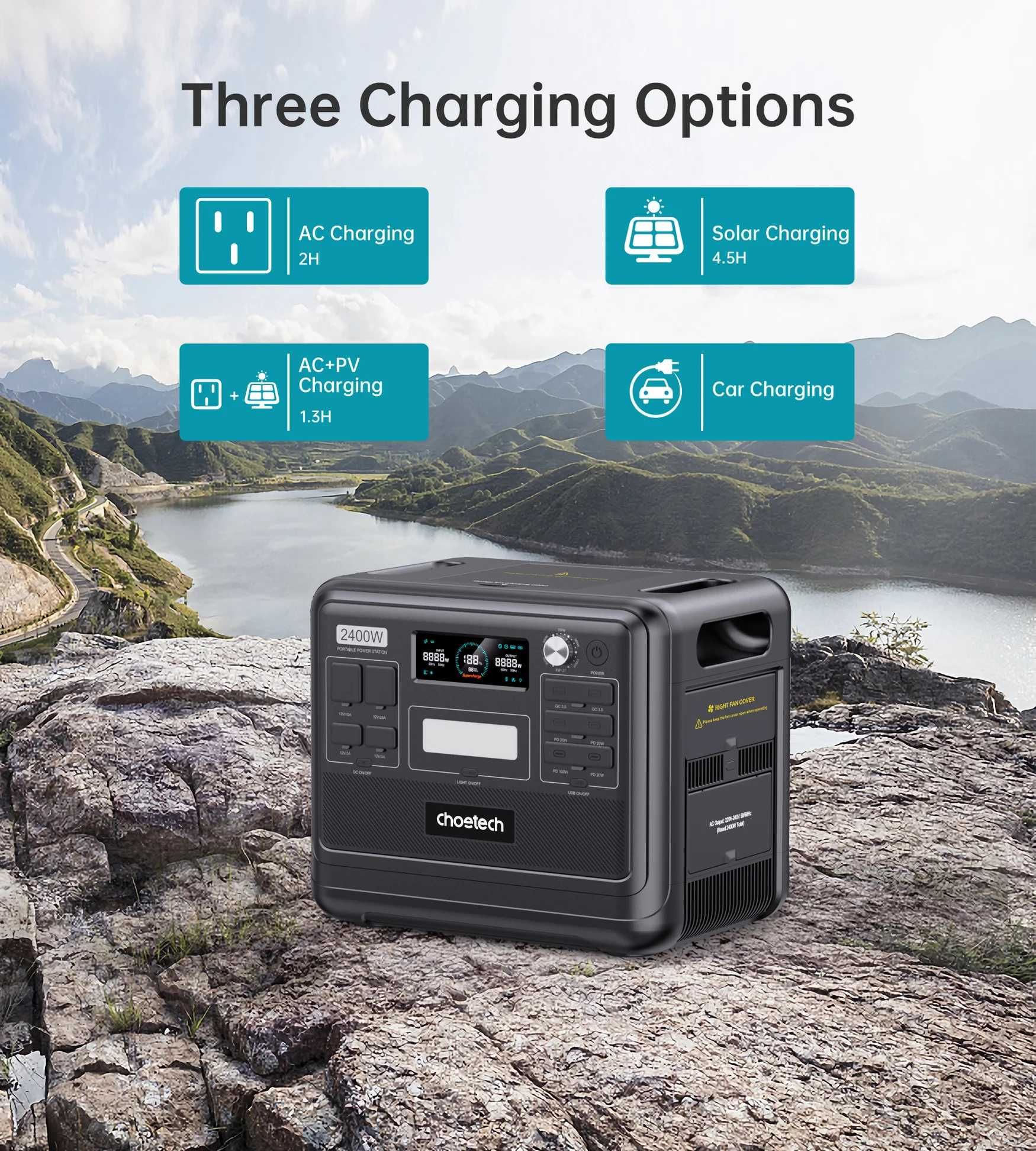 Зарядна станція CHOETECH BS008 / 2400 Вт / 2048 Вт⋅год / LiFePO4