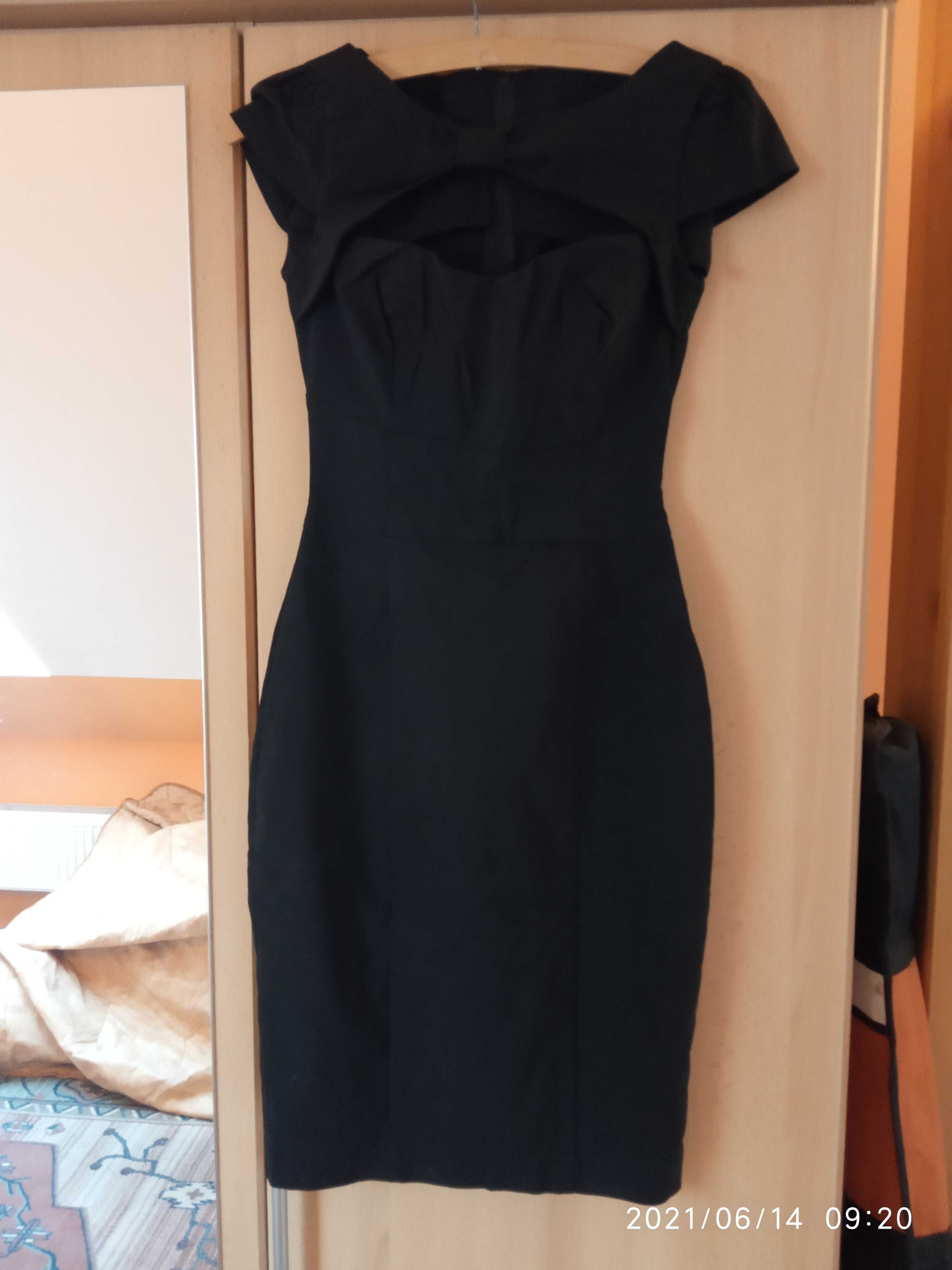 ciekawa ołówkowa czarna sukienka dopasowana Orsay r. SX 34