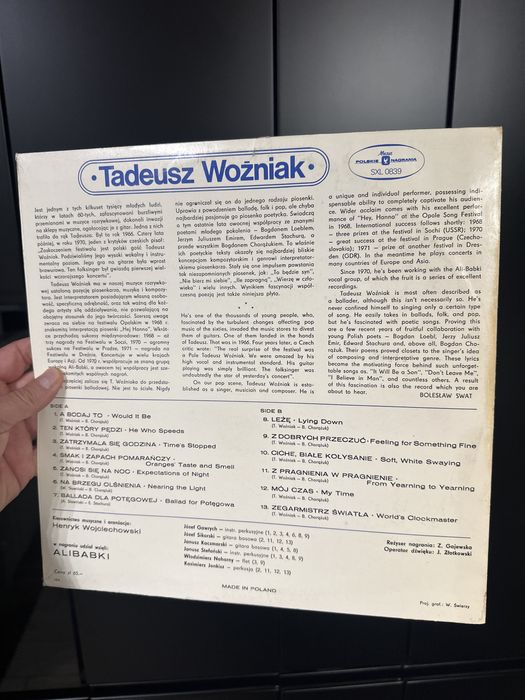 Tadeusz Woźniak 1972 Polskie Nagrania Muza winyl