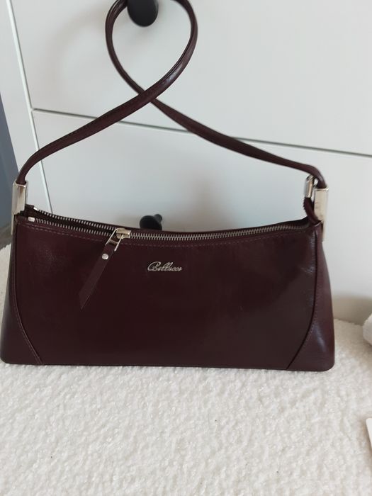 Torebka Skóra Naturalna! Italia! Nowa Prezent Święta burgund Piękna.