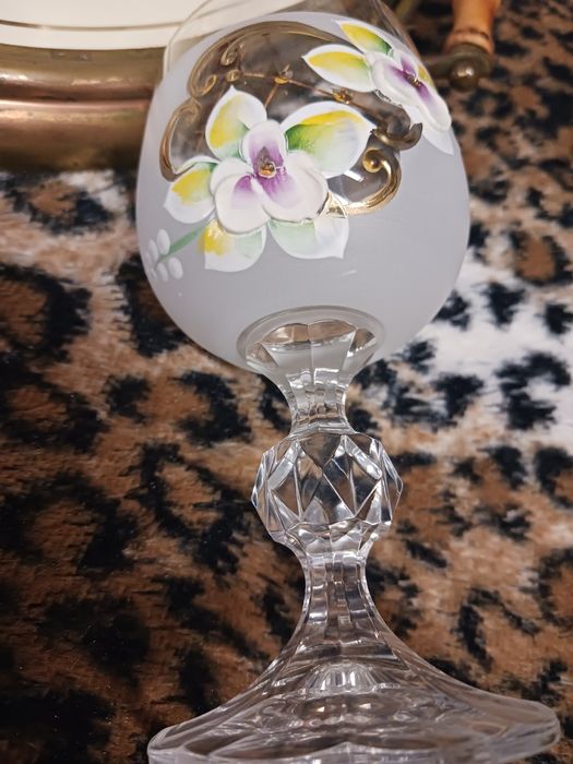 Bohemia kieliszki karafka recznie malowane