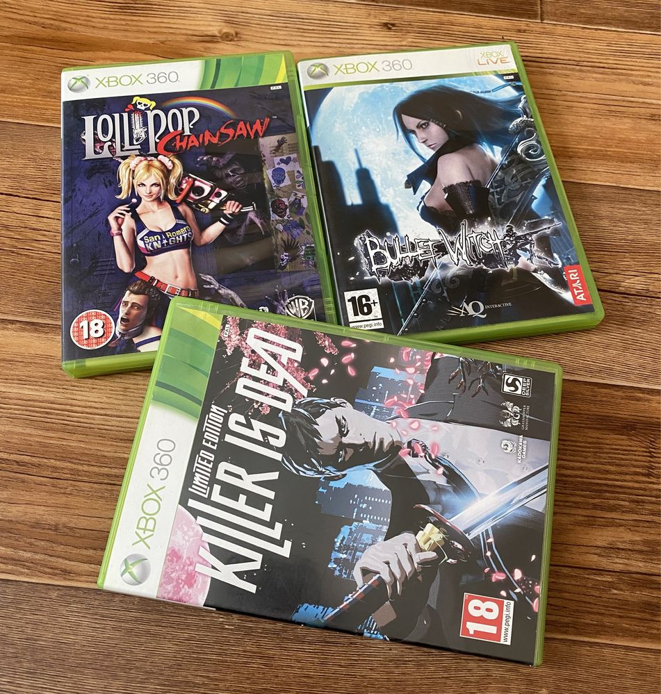 Xbox 360: Lollipop, Killer Dead, GTA San Andreas, Bully, The Witcher 2