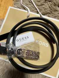 Guess pasek adjust belt czarny złota klamra z napisem nowy 3XL