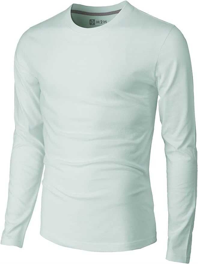 Casual Slim Fit Long Sleeve T-Shirts Soft Lightweight V-Neck/Crew-Neck