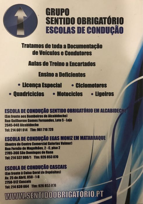 Código da Estrada Grupo sentido obrigatorio escolas de condução
