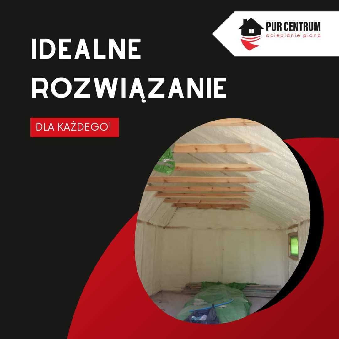 Ocieplenie ocieplanie izolacja pianą piana pianka PUR poddasza dachu