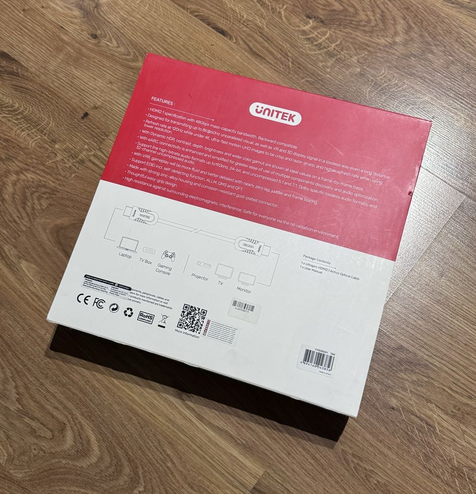 Kable Kabel Ultrapro HDMI2.1 Active Optical Optyczny 70m Nowe Unitek