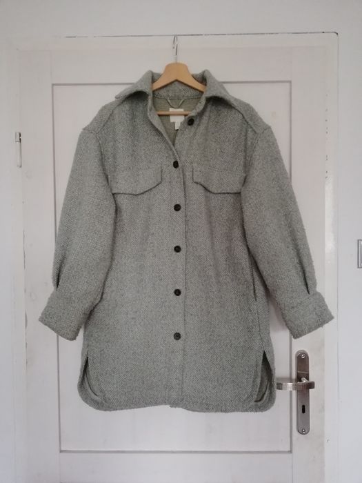 Kurtka koszulowa h&m XS S oversize płaszczyk koszula miętowy zielony