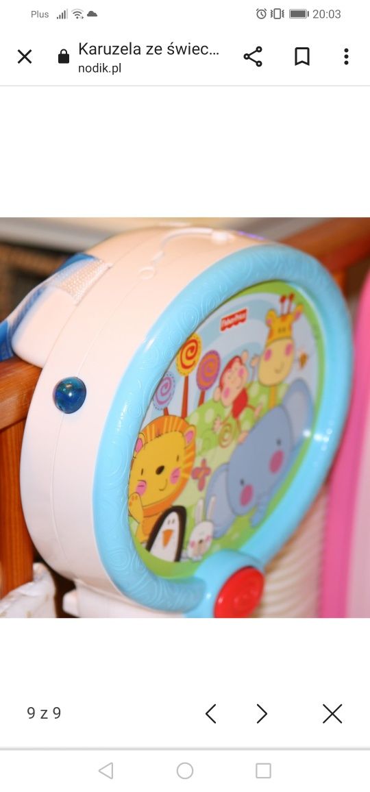 Karuzela z projektorem i pilotem , Fisher Price, stan bdb