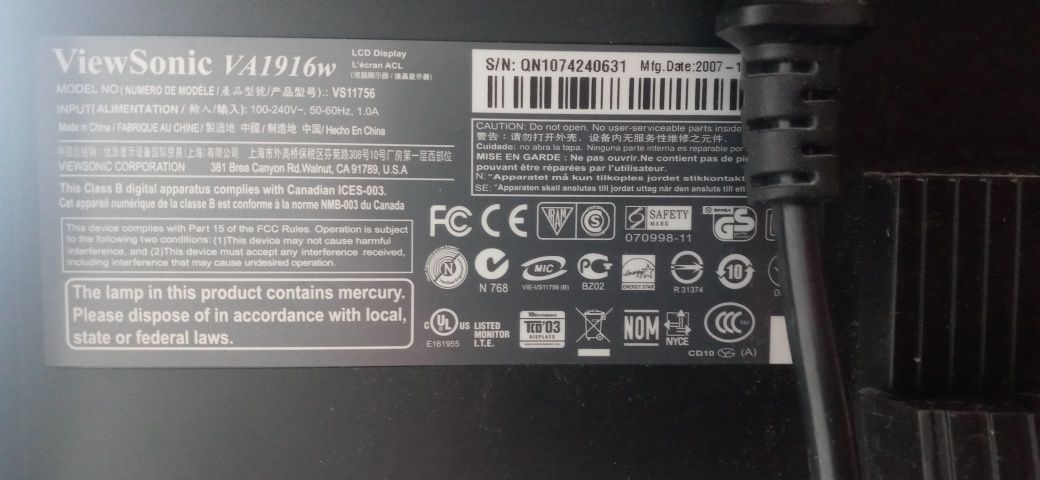 Monitor ViewSonic 19 cali