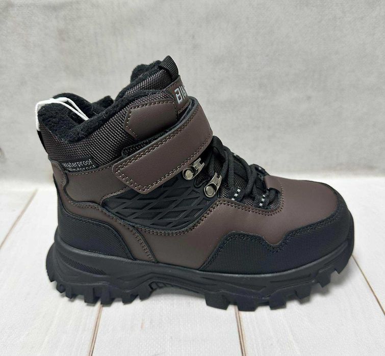 Зимові дитячі черевики Tom.m на овчині водовідштовх коричневий 33-38