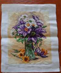 Obraz haftowany na płótnie - kwiaty