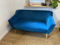 Sofa kanapa niebieska ciemny turkus welur
