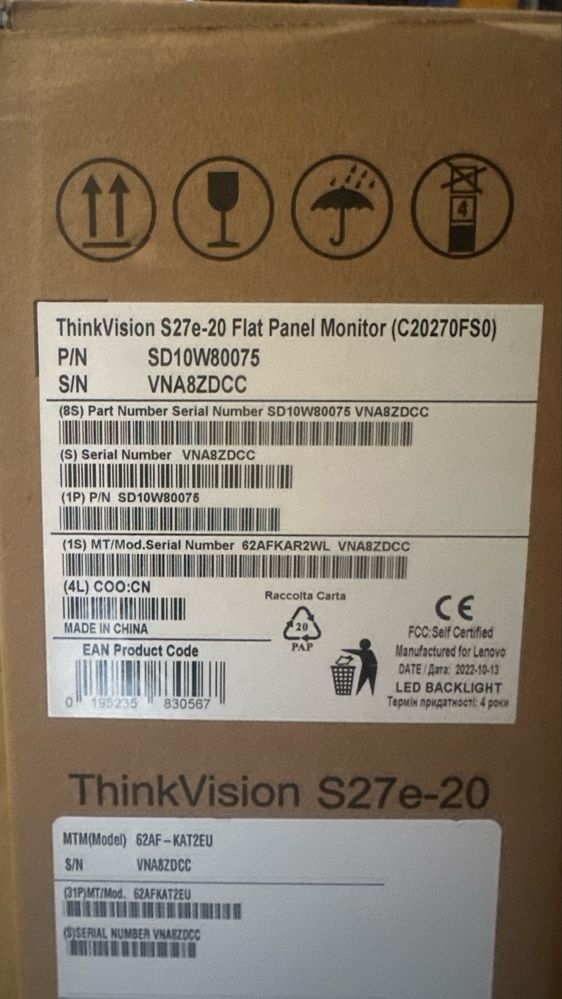Monitor FHD ThinkVision S27e-20 de 27" (lisboa)