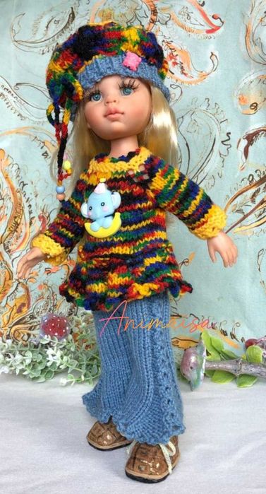Вязаные  милые комплекты    одежды для кукол Паола Рейна 32 -34 см