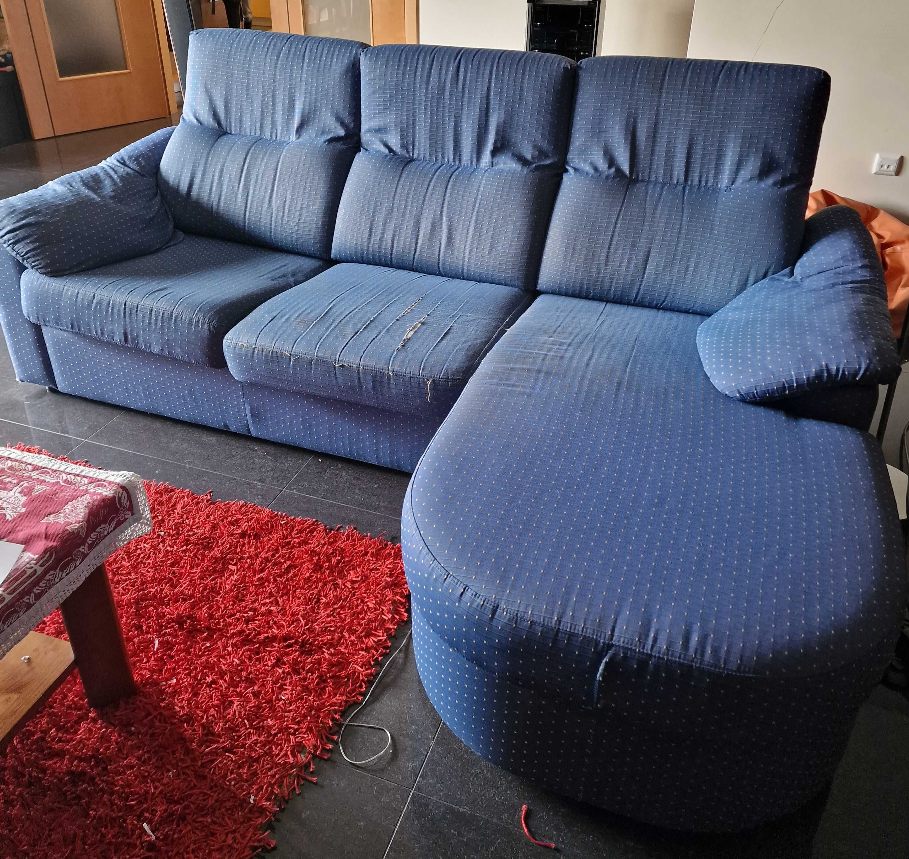 Conjunto sofá + sofá cama com chaise long