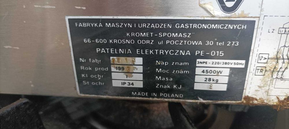 Patelnia elektryczna KROMET ,nastawna 8L