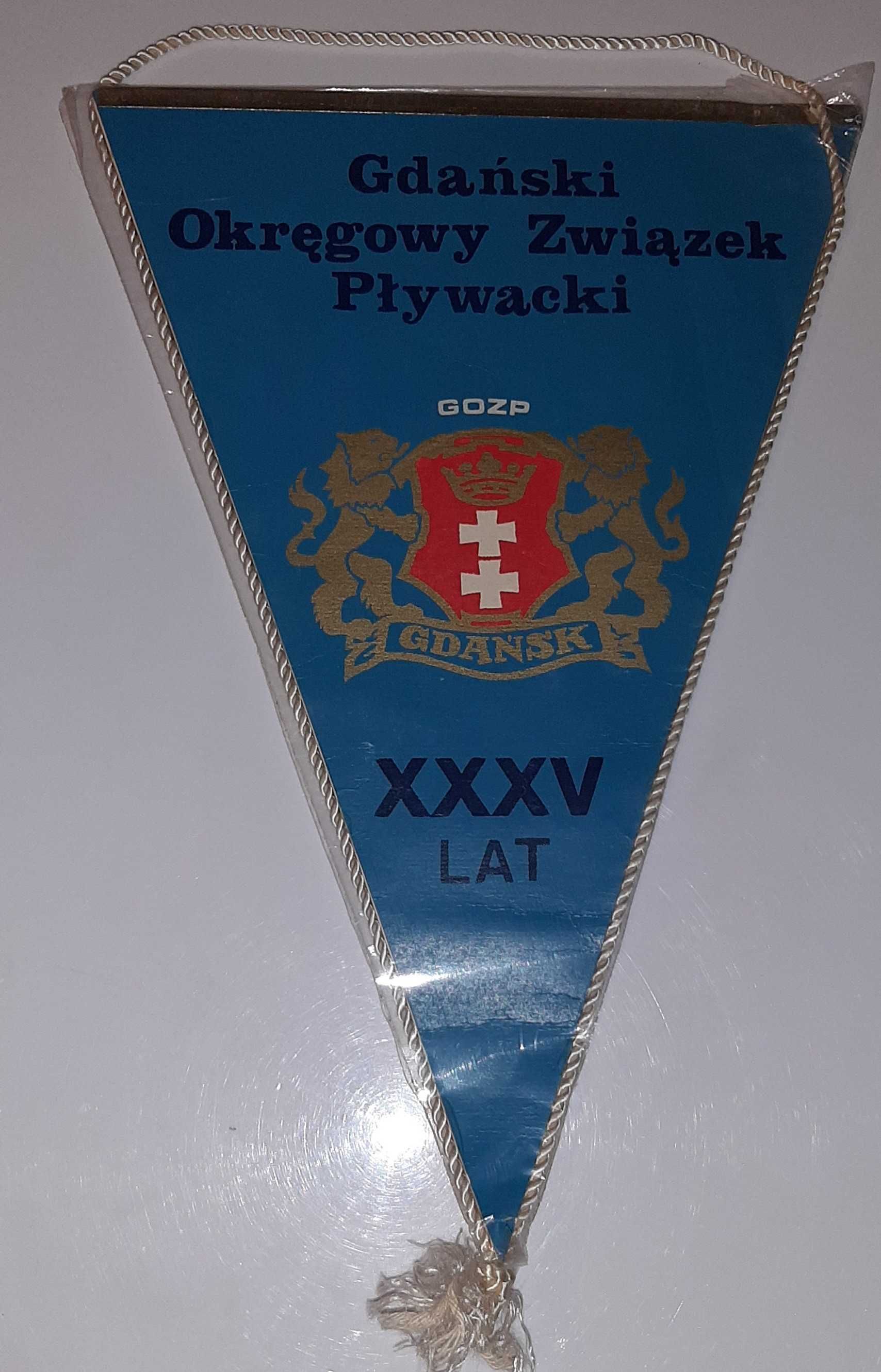 Proporczyk GOZP Gdański Okręgowy Związek Pływacki herb